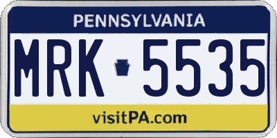 PA license plate MRK5535