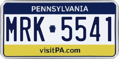 PA license plate MRK5541