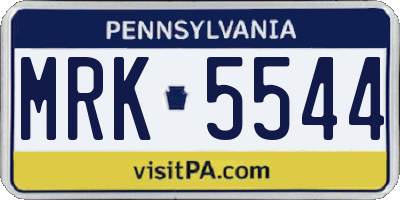 PA license plate MRK5544