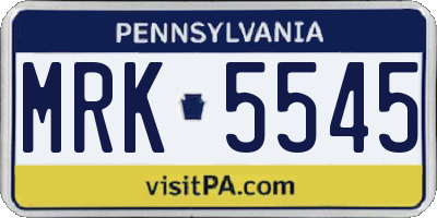 PA license plate MRK5545