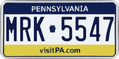 PA license plate MRK5547