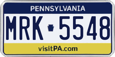 PA license plate MRK5548