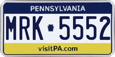 PA license plate MRK5552