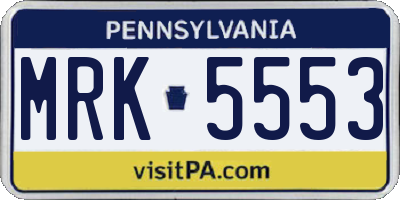 PA license plate MRK5553