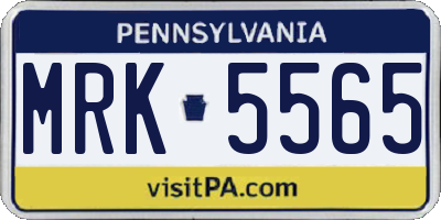 PA license plate MRK5565