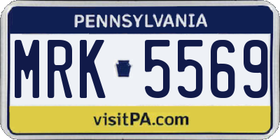 PA license plate MRK5569