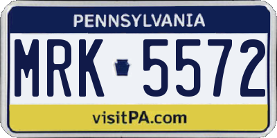 PA license plate MRK5572