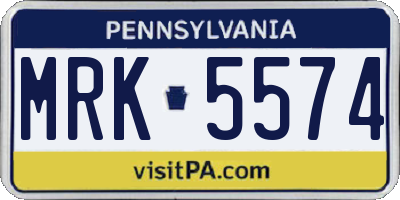 PA license plate MRK5574