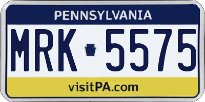 PA license plate MRK5575