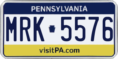 PA license plate MRK5576