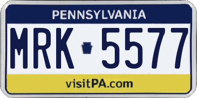 PA license plate MRK5577