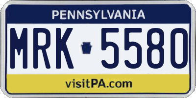 PA license plate MRK5580