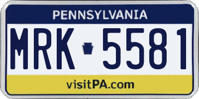 PA license plate MRK5581