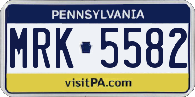 PA license plate MRK5582