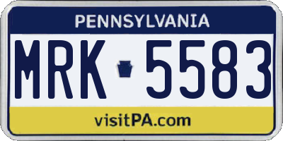 PA license plate MRK5583