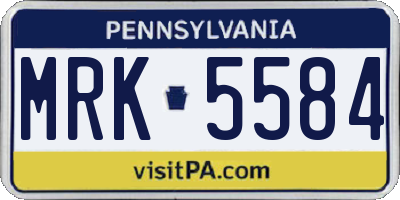 PA license plate MRK5584