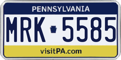 PA license plate MRK5585