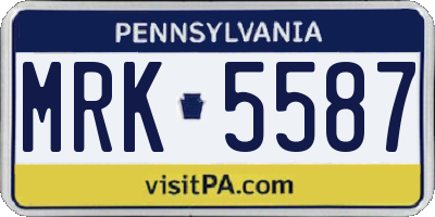 PA license plate MRK5587