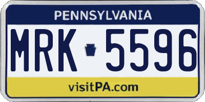PA license plate MRK5596