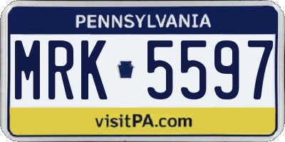 PA license plate MRK5597