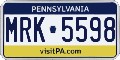 PA license plate MRK5598