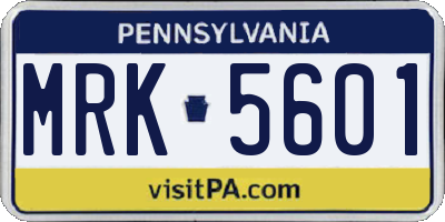 PA license plate MRK5601