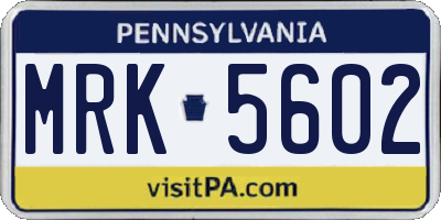 PA license plate MRK5602