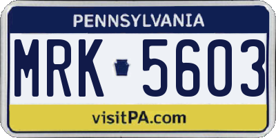 PA license plate MRK5603