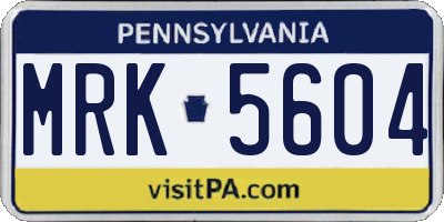 PA license plate MRK5604