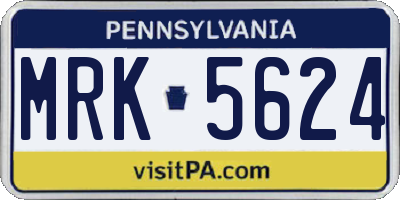 PA license plate MRK5624