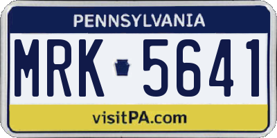 PA license plate MRK5641