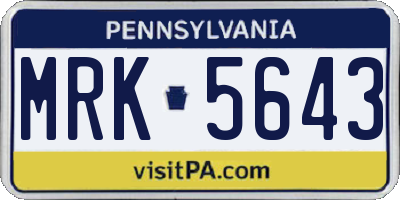 PA license plate MRK5643