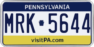 PA license plate MRK5644