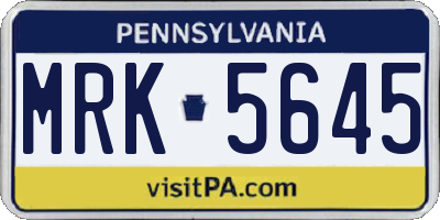 PA license plate MRK5645