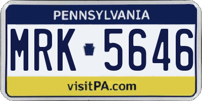 PA license plate MRK5646