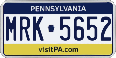 PA license plate MRK5652