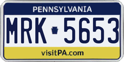 PA license plate MRK5653
