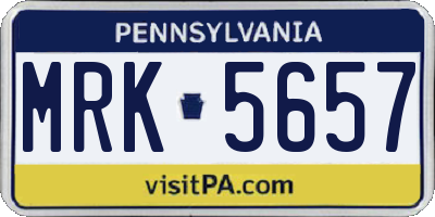 PA license plate MRK5657