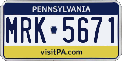 PA license plate MRK5671
