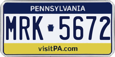 PA license plate MRK5672