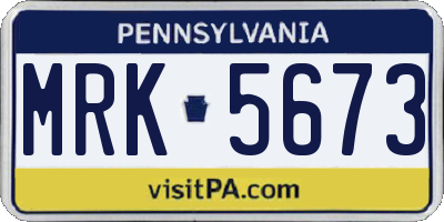 PA license plate MRK5673