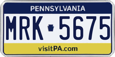 PA license plate MRK5675
