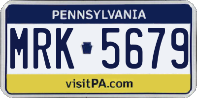 PA license plate MRK5679