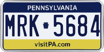 PA license plate MRK5684