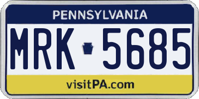 PA license plate MRK5685