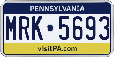 PA license plate MRK5693