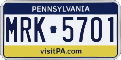 PA license plate MRK5701
