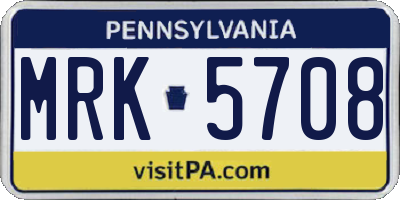 PA license plate MRK5708