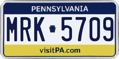 PA license plate MRK5709