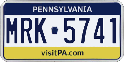 PA license plate MRK5741